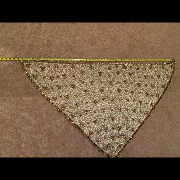 New handmade golden color & crystal beaded fancy scarf wrap - Picture 7 of 11